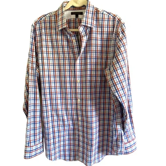 Banana Republic Plaid Button Down Classic Fit Dress Shirt